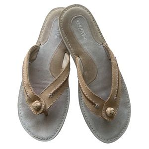 Sperry Top-Sider Tan Leather Seabrook Flip Flop Sandal Size 9